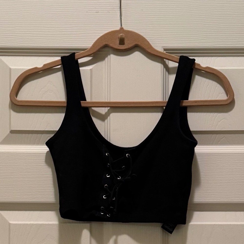 H&M Black Lace Up Crop Top